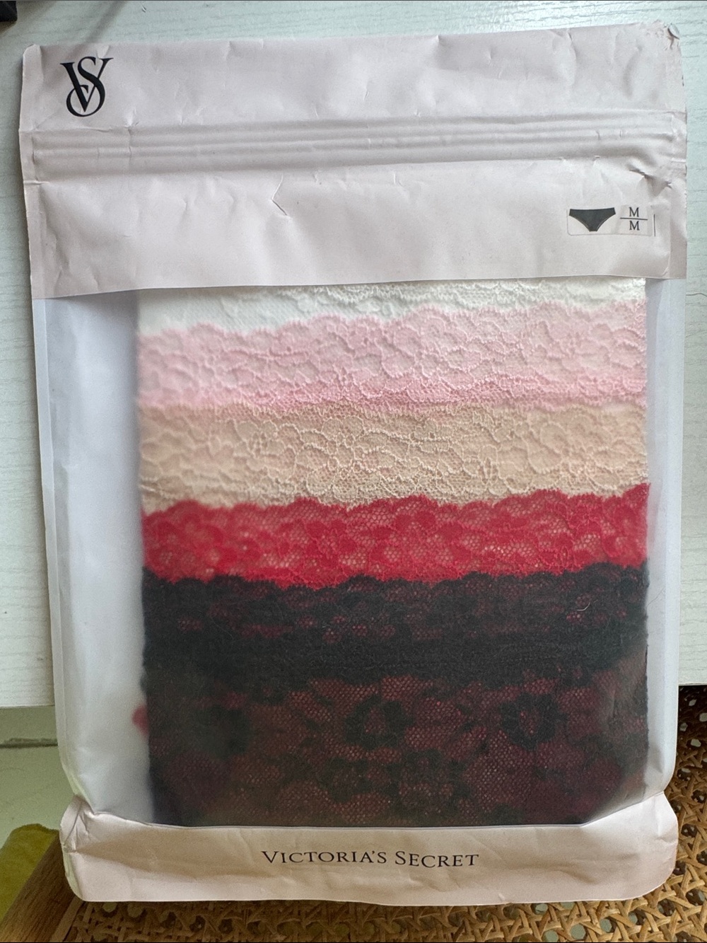 Victoria's Secret Lace Panty Bundle in Pink, Beige, Red, Black